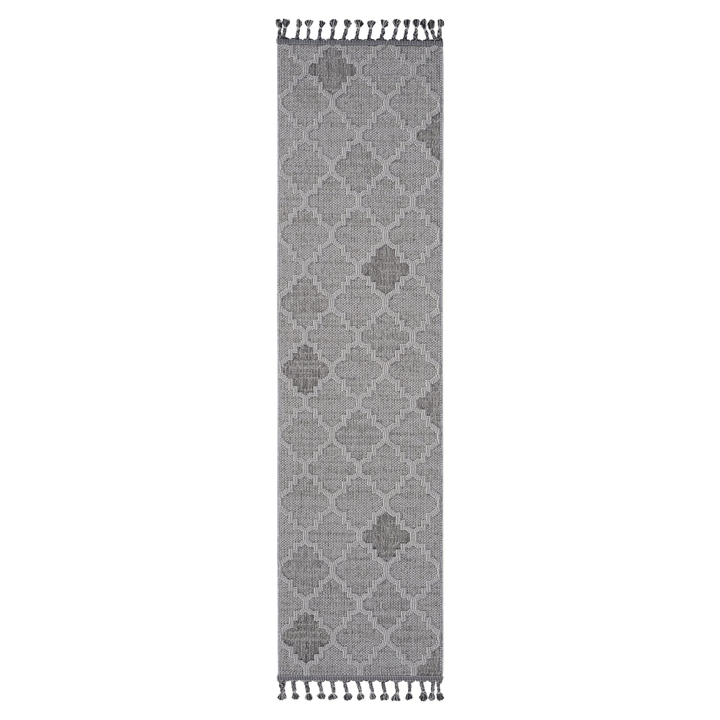 Loom & Luxe White & Grey & Trellis Indoor/Outdoor Area Rug