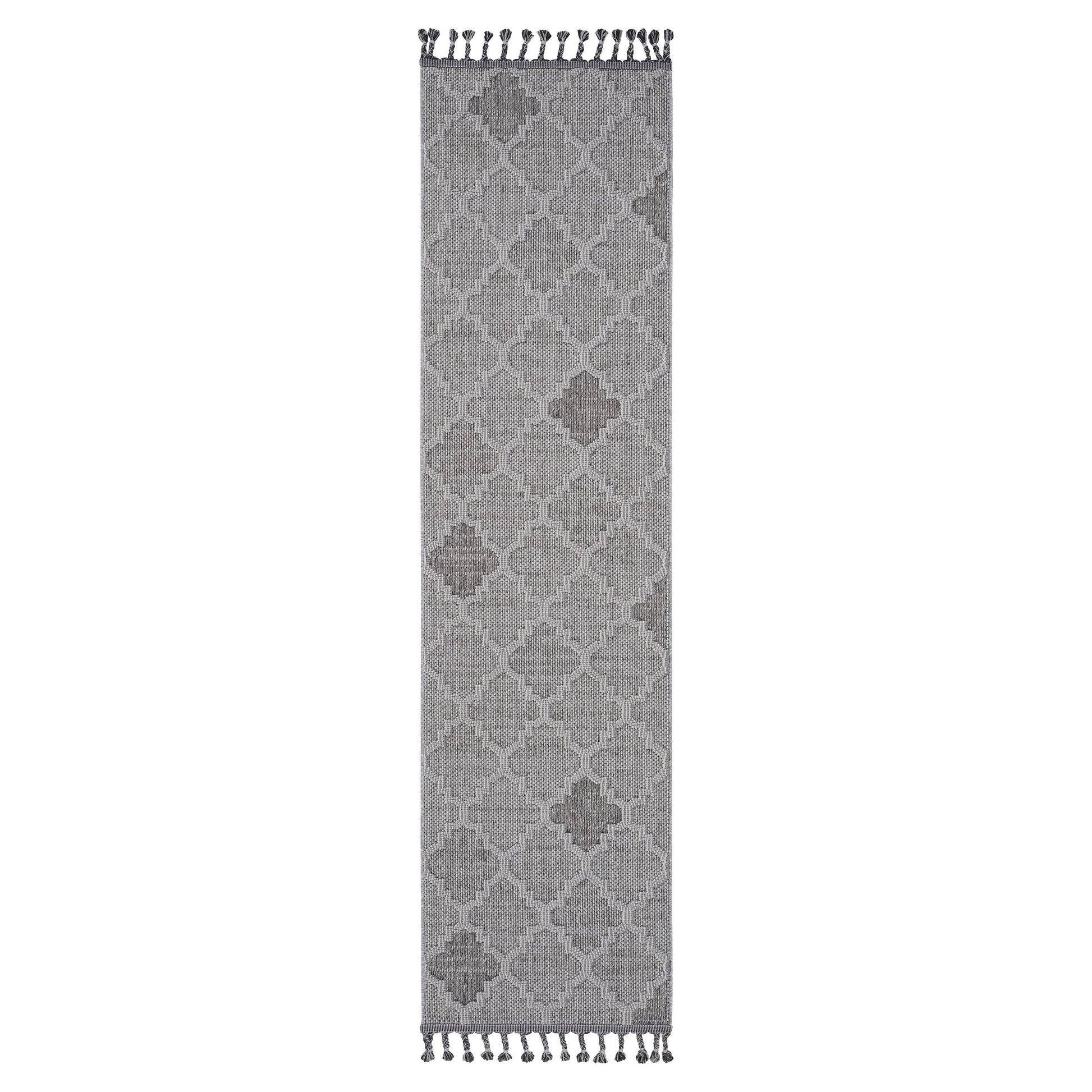 Loom & Luxe White & Grey & Trellis Indoor/Outdoor Area Rug