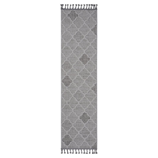 Loom & Luxe White & Grey & Trellis Indoor/Outdoor Area Rug