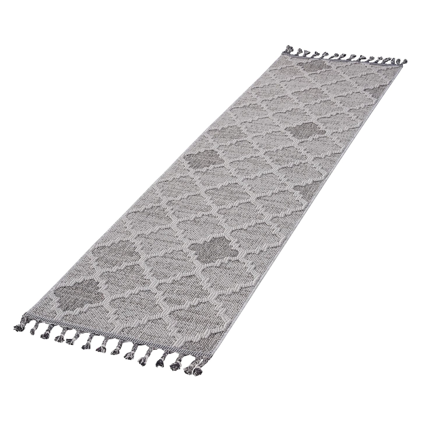 Loom & Luxe White & Grey & Trellis Indoor/Outdoor Area Rug
