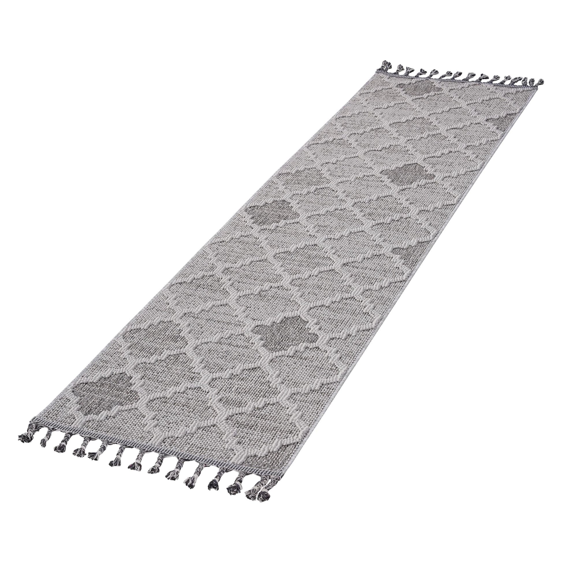 Loom & Luxe White & Grey & Trellis Indoor/Outdoor Area Rug