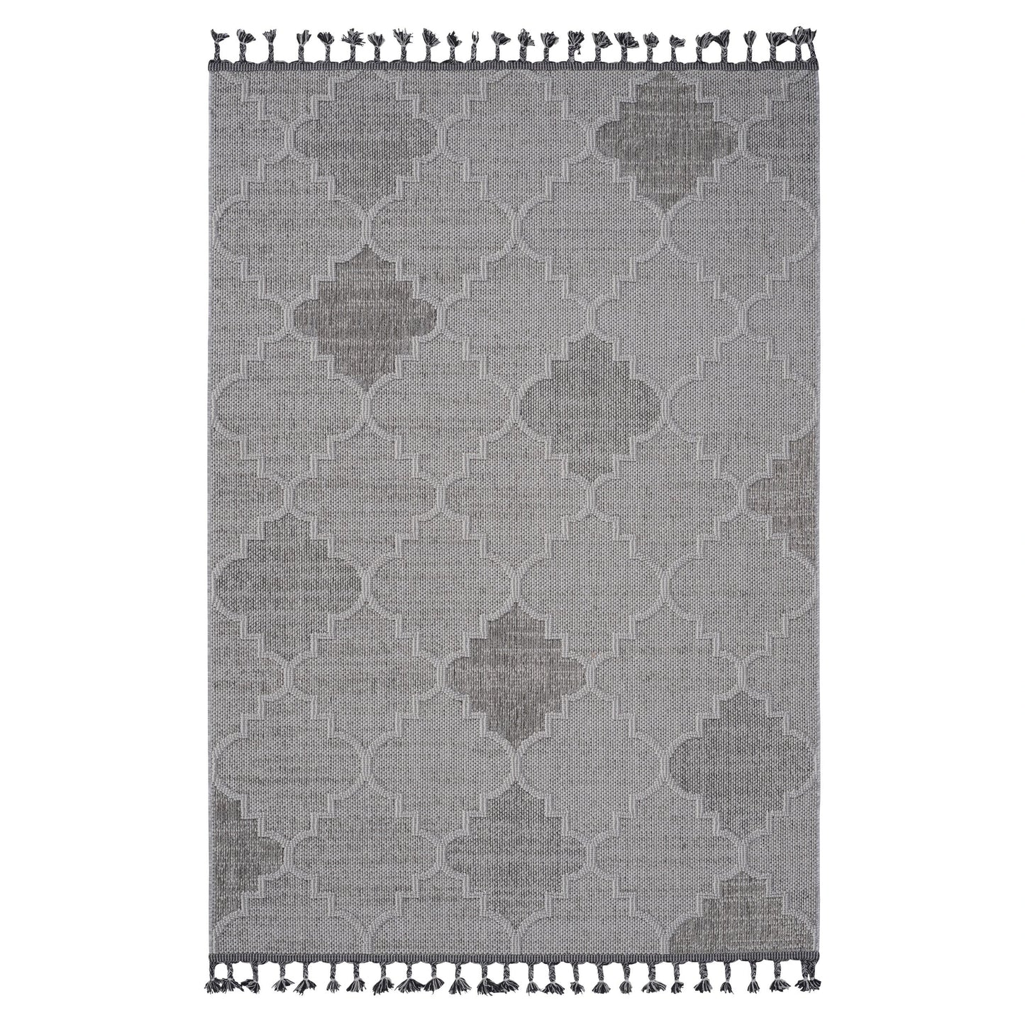 Loom & Luxe White & Grey & Trellis Indoor/Outdoor Area Rug