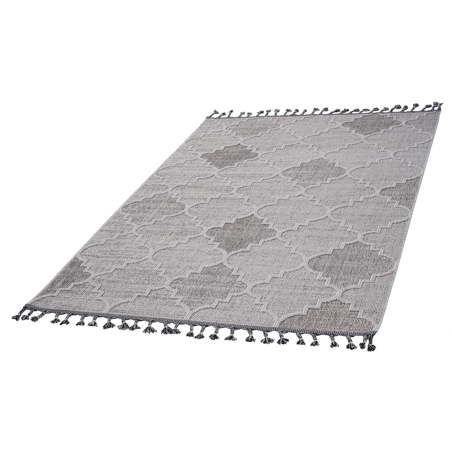 Loom & Luxe White & Grey & Trellis Indoor/Outdoor Area Rug