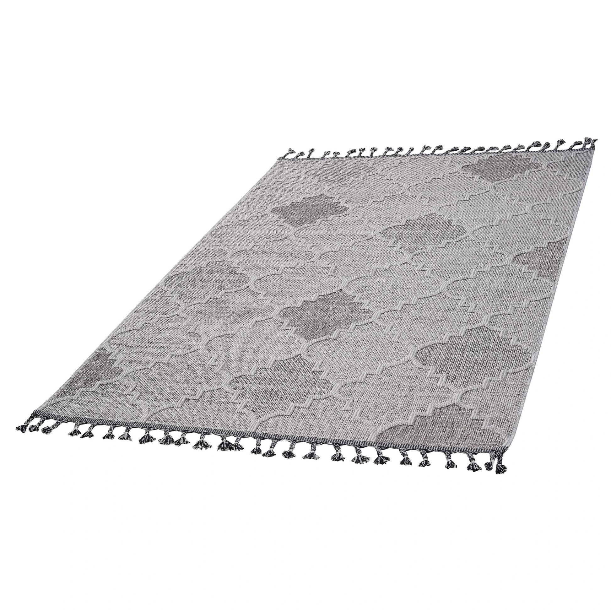 Loom & Luxe White & Grey & Trellis Indoor/Outdoor Area Rug