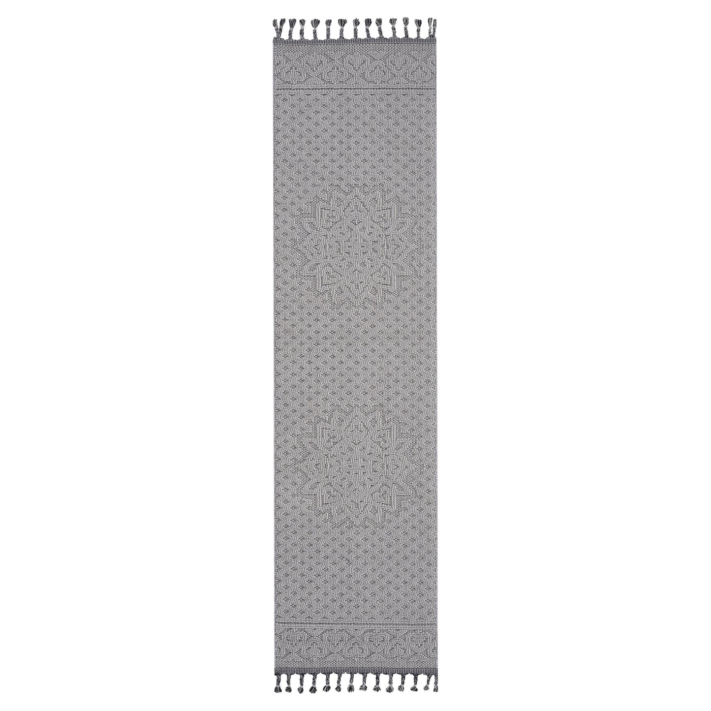 Loom & Luxe White & Ivory & Medallion Indoor/Outdoor Area Rug