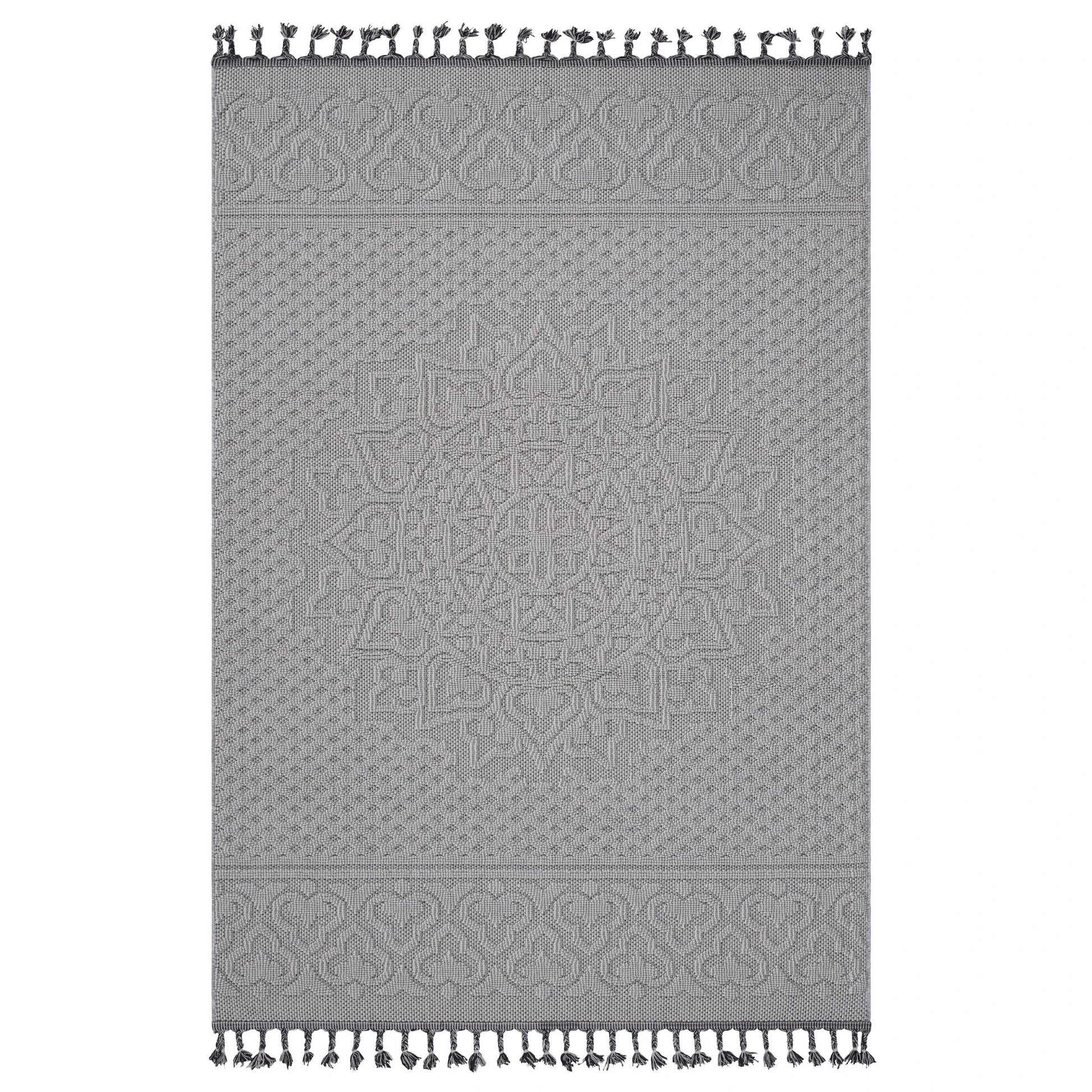 Loom & Luxe White & Ivory & Medallion Indoor/Outdoor Area Rug