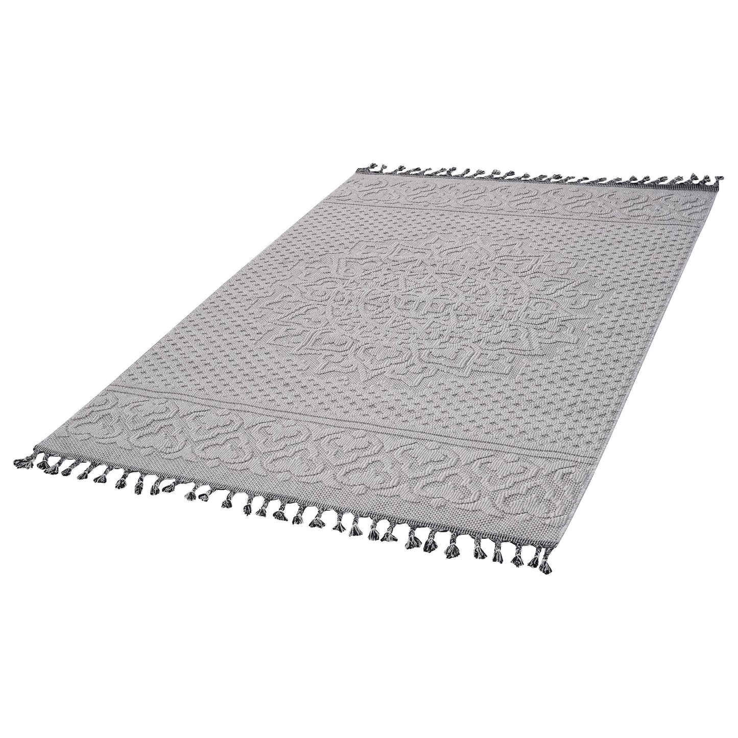 Loom & Luxe White & Ivory & Medallion Indoor/Outdoor Area Rug