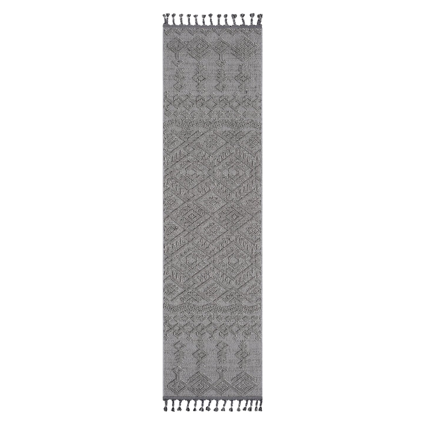 Loom & Luxe White & White & Traditional Indoor/Outdoor Area Rug