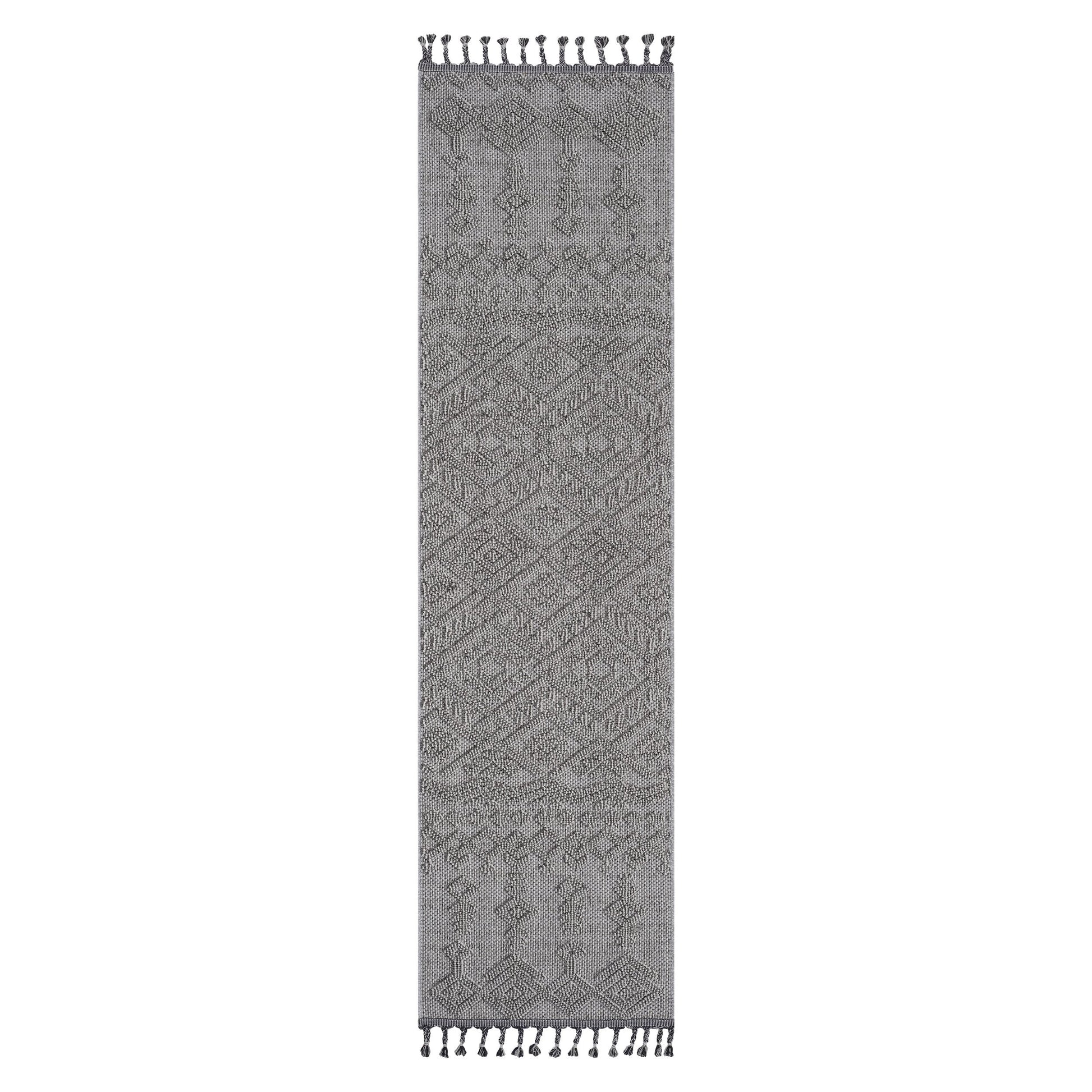Loom & Luxe White & White & Traditional Indoor/Outdoor Area Rug