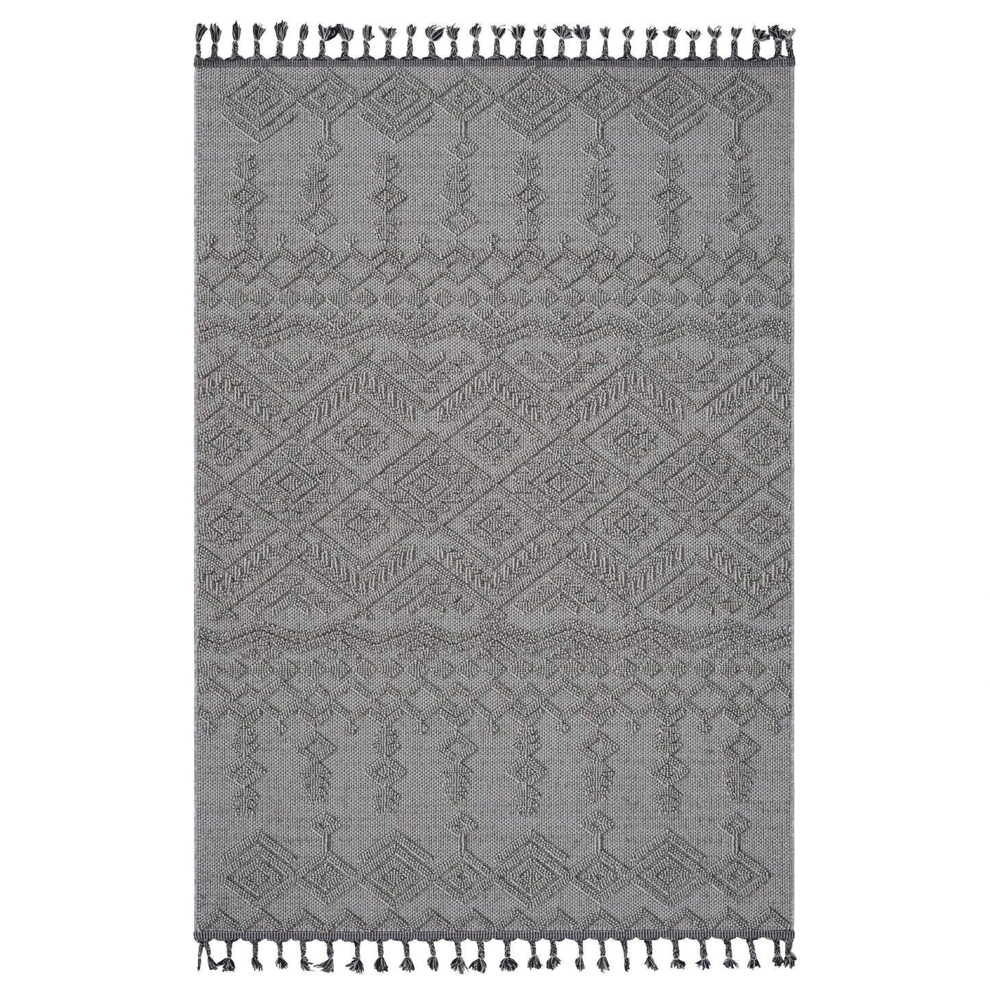 Loom & Luxe White & White & Traditional Indoor/Outdoor Area Rug