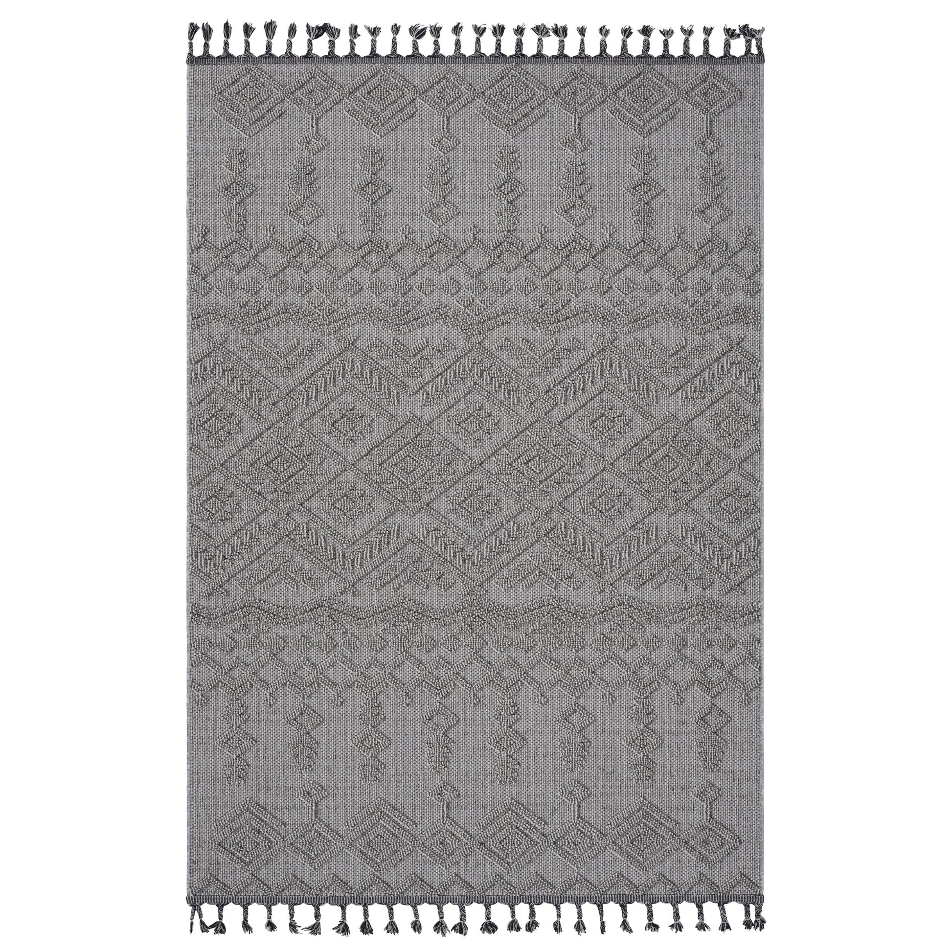 Loom & Luxe White & White & Traditional Indoor/Outdoor Area Rug