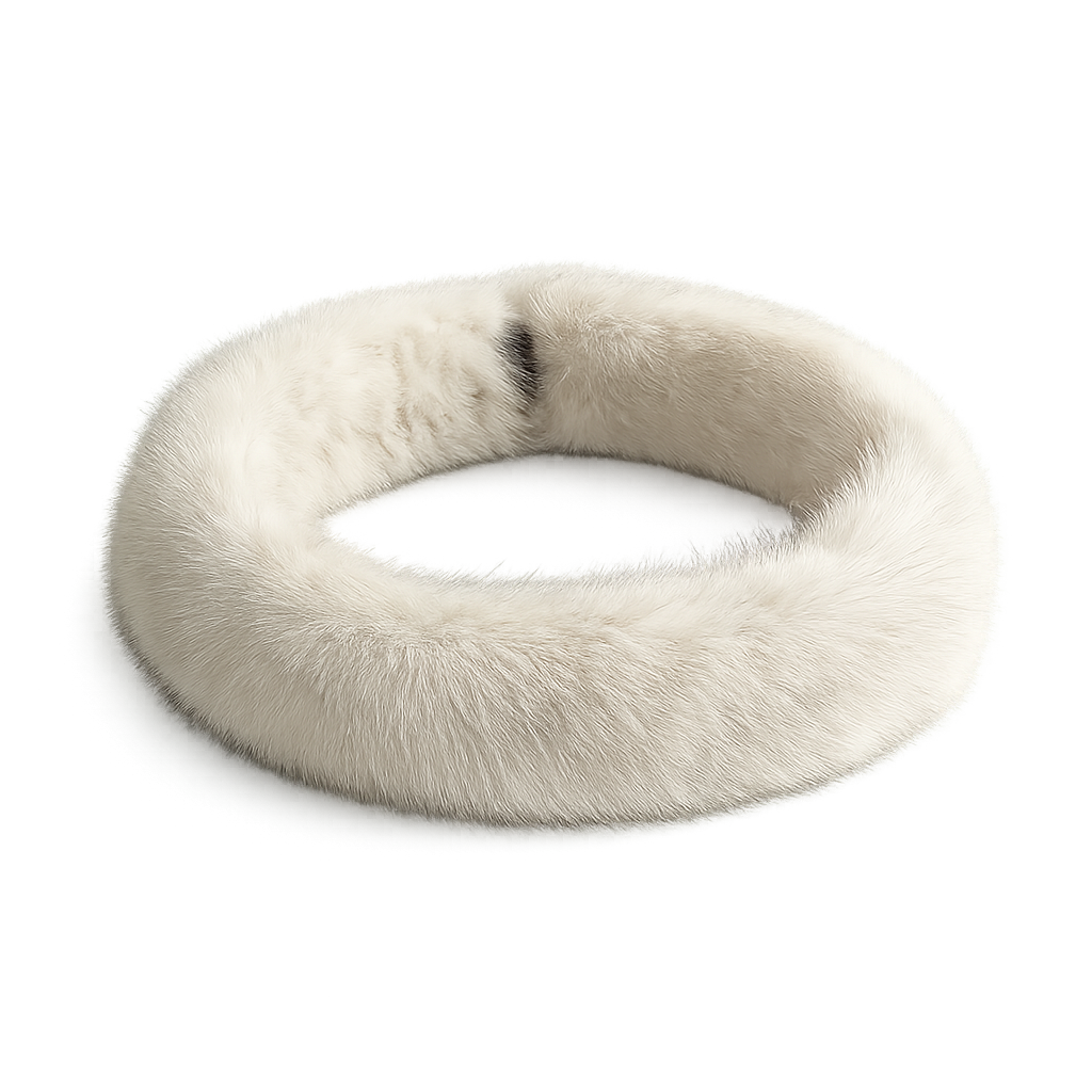 Ivory mink fur collar scarf pile and rear join detail