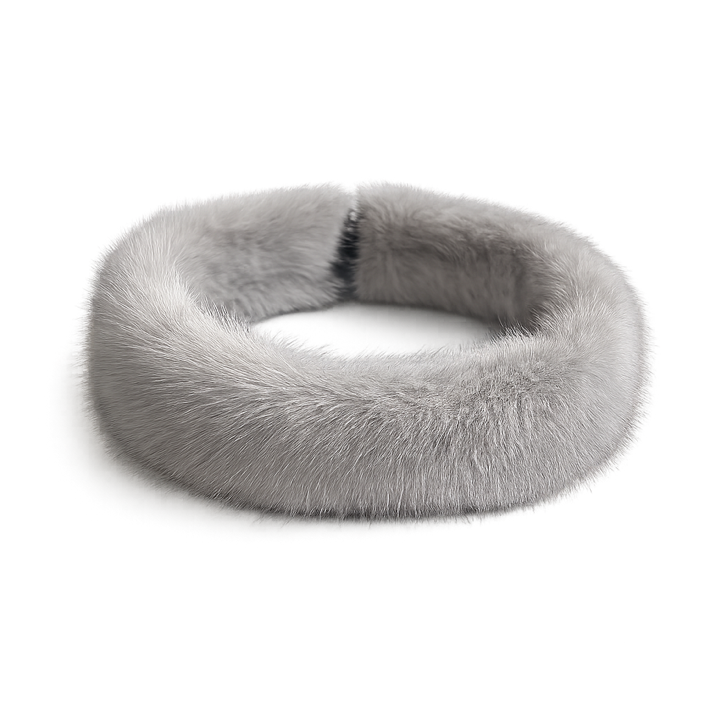 Silver gray mink fur circular collar scarf product view