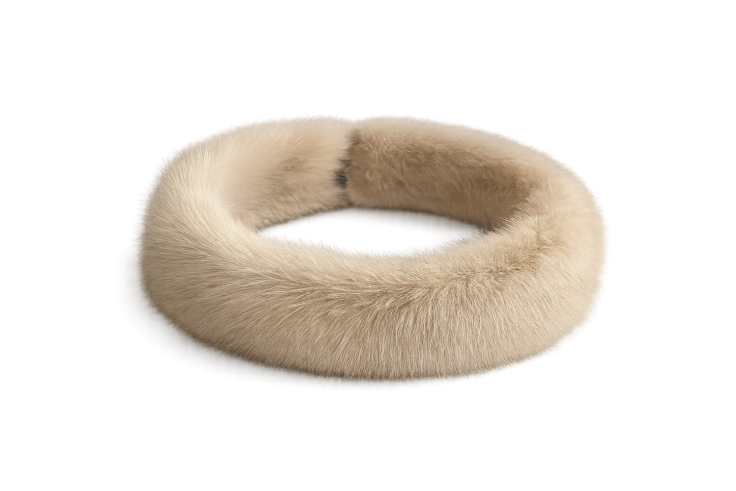 Warm beige mink fur circular collar scarf product view