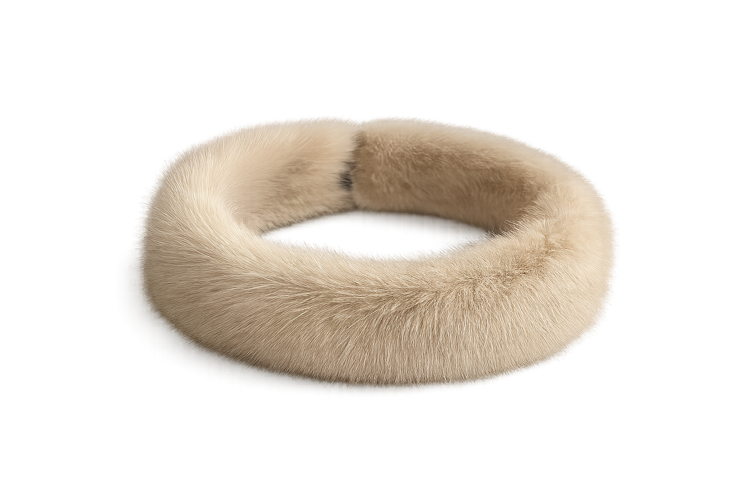 Warm beige mink fur circular collar scarf product view