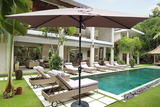 6 × 9-Foot Tilting Patio Umbrella with Crank – Mushroom – view 1