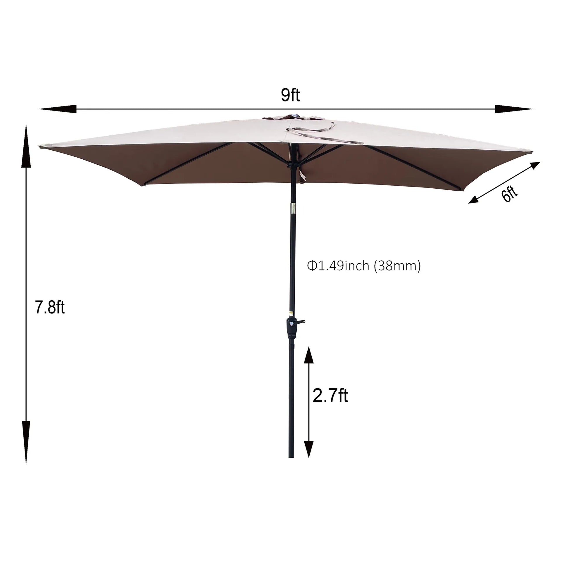 6 × 9-Foot Tilting Patio Umbrella with Crank – Mushroom – view 2