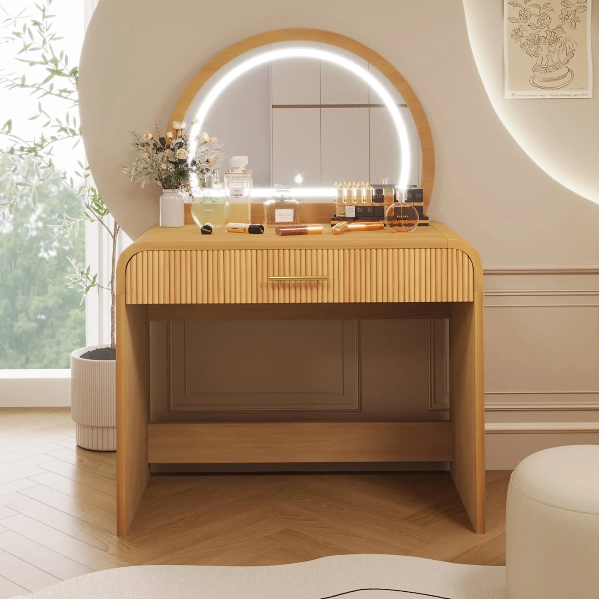 39-Inch Makeup Vanity with Touch-Screen Lighted Mirror – Natural – view 2