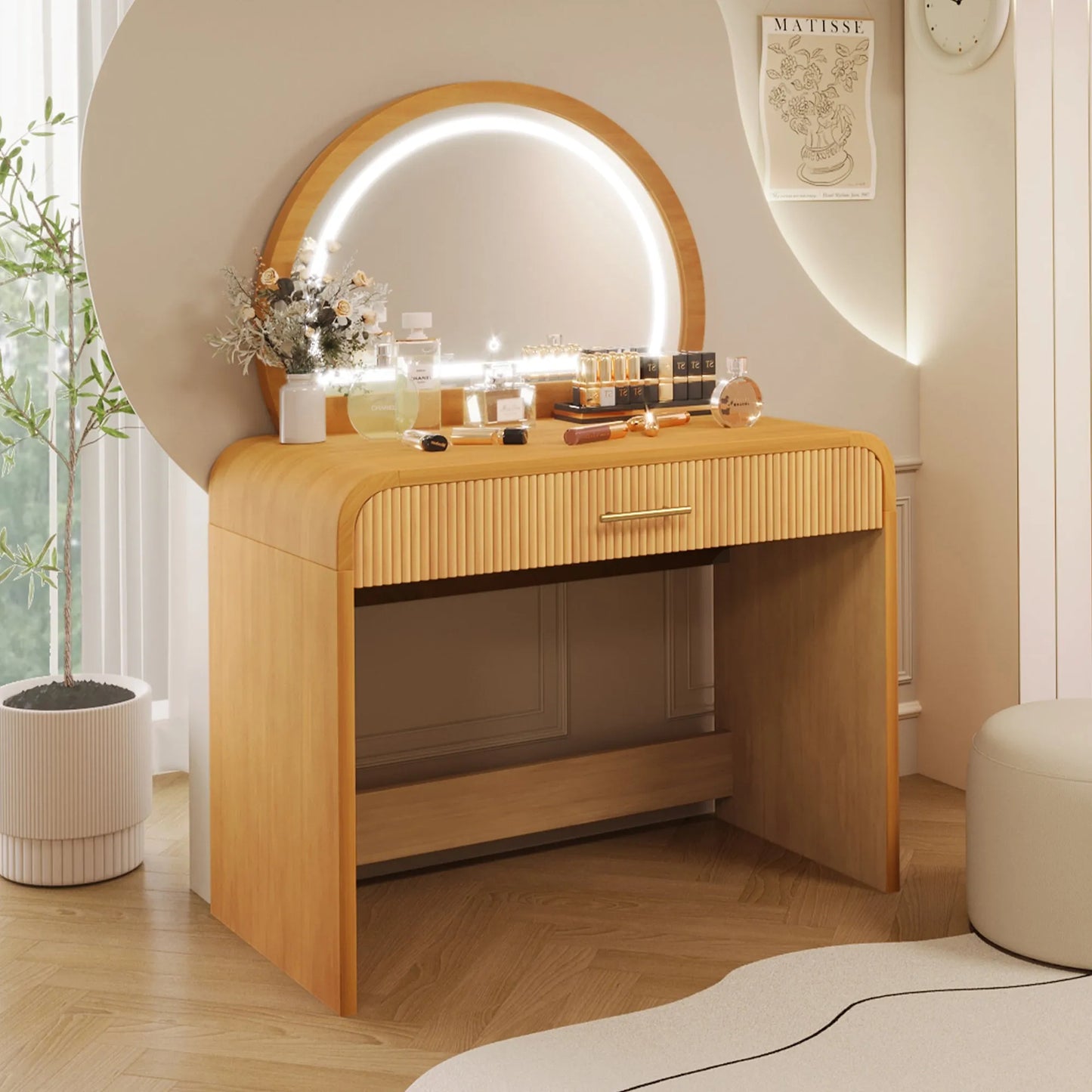 39-Inch Makeup Vanity with Touch-Screen Lighted Mirror – Natural – view 3