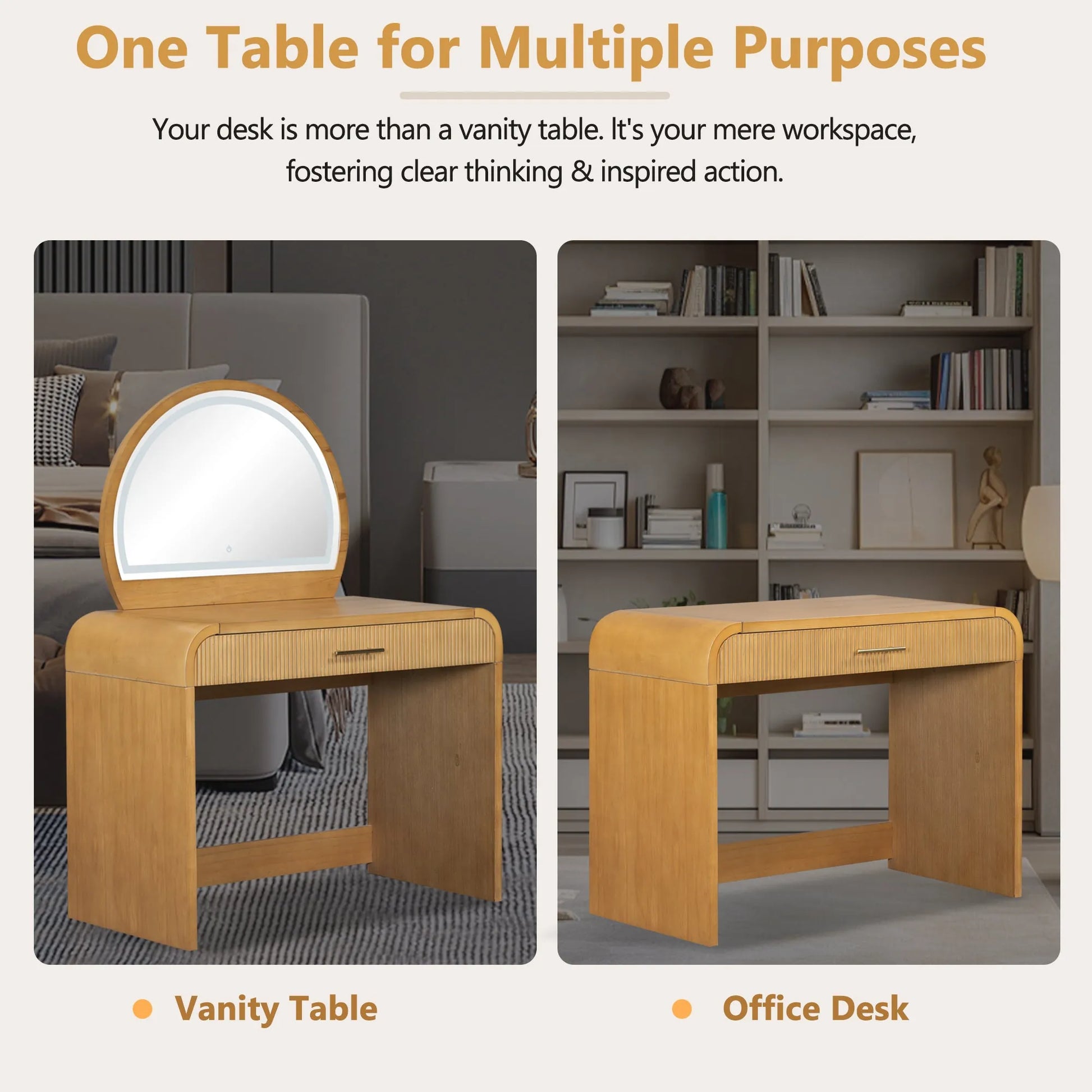 39-Inch Makeup Vanity with Touch-Screen Lighted Mirror – Natural – view 6