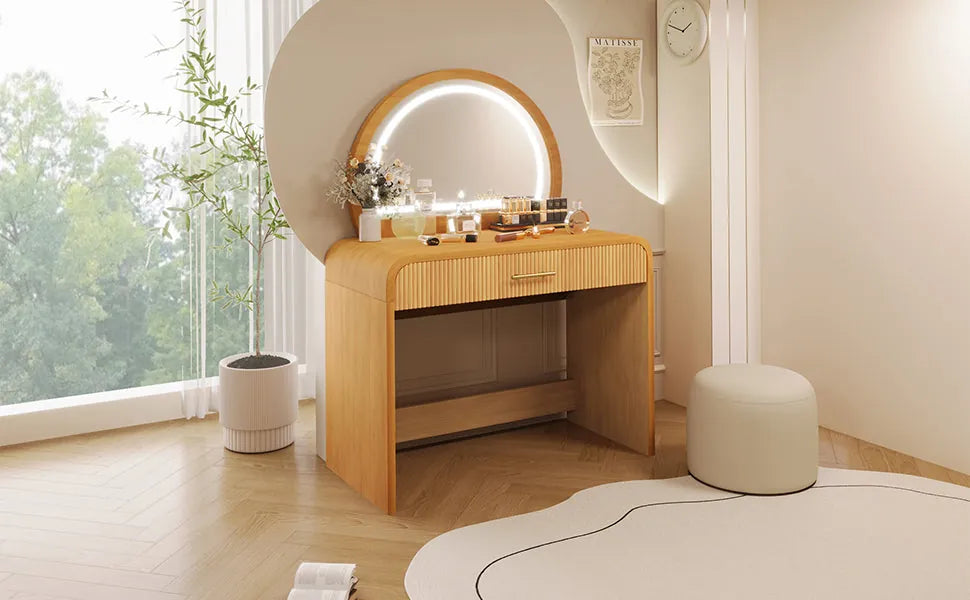 39-Inch Makeup Vanity with Touch-Screen Lighted Mirror – Natural – view 12