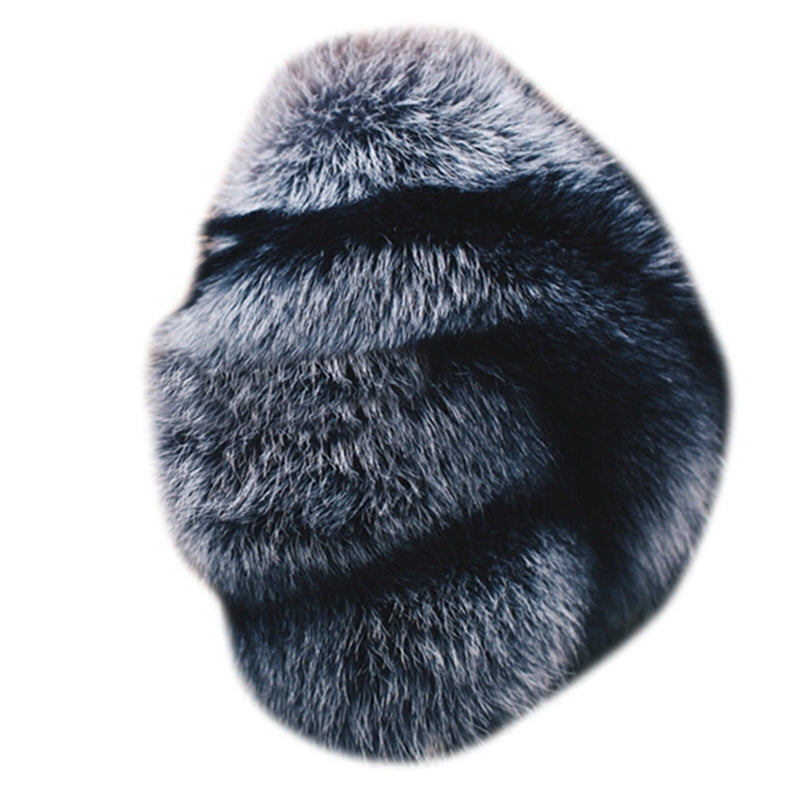 Natural silver fox fur collar shown on a white background