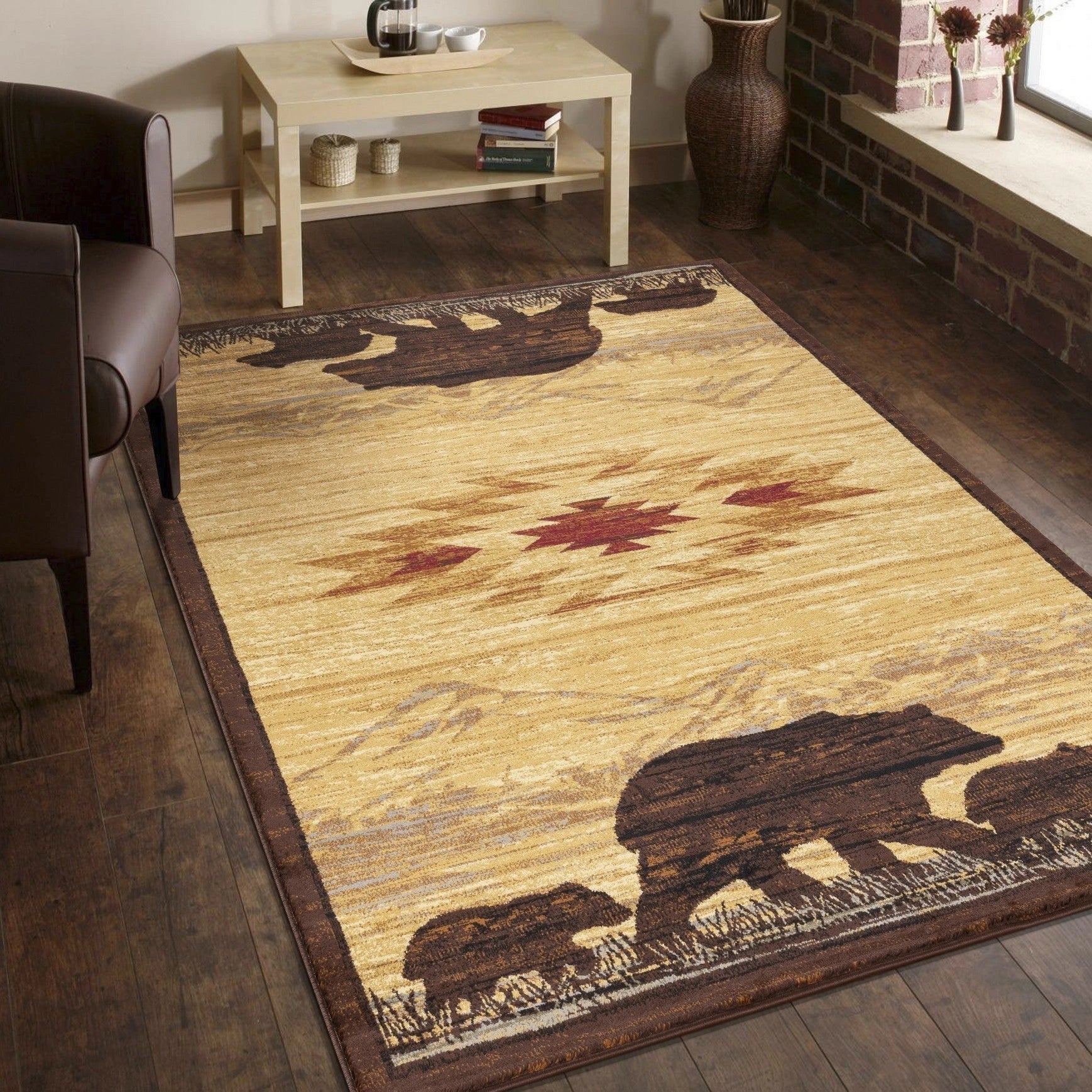 Nature's Nest Beige Lodge Area Rug — CBL3006