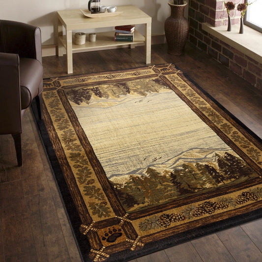Nature's Nest Black Lodge Area Rug — CBL3009