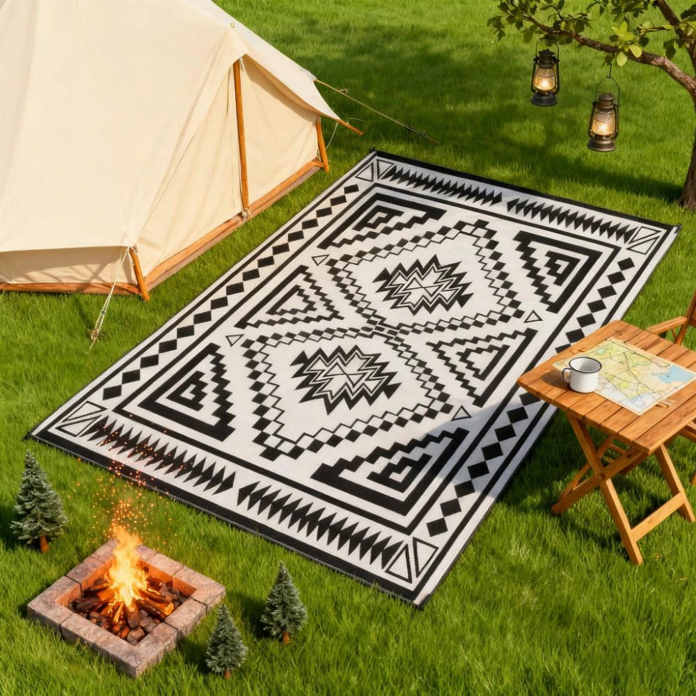 Outdoor Rug,Reversible Outdoor Rug, Waterproof Plastic Straw with Carry Bag