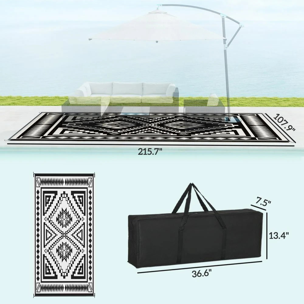 Outdoor Rug,Reversible Outdoor Rug, Waterproof Plastic Straw with Carry Bag
