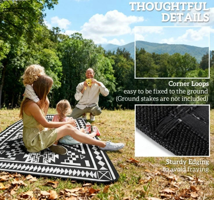 Outdoor Rug,Reversible Outdoor Rug, Waterproof Plastic Straw with Carry Bag