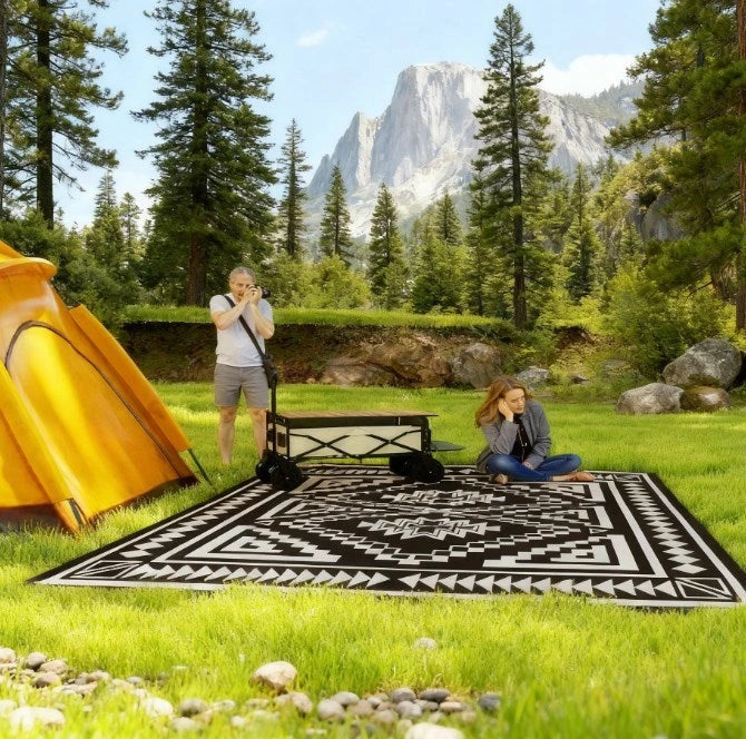 Outdoor Rug,Reversible Outdoor Rug, Waterproof Plastic Straw with Carry Bag