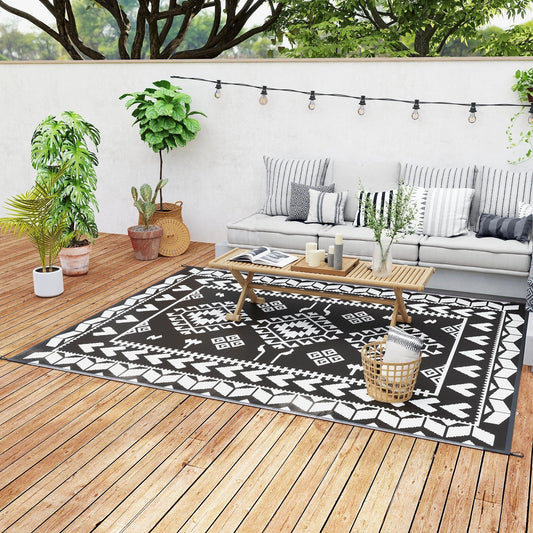 Outsunny Reversible Rhombus Outdoor Patio Rug