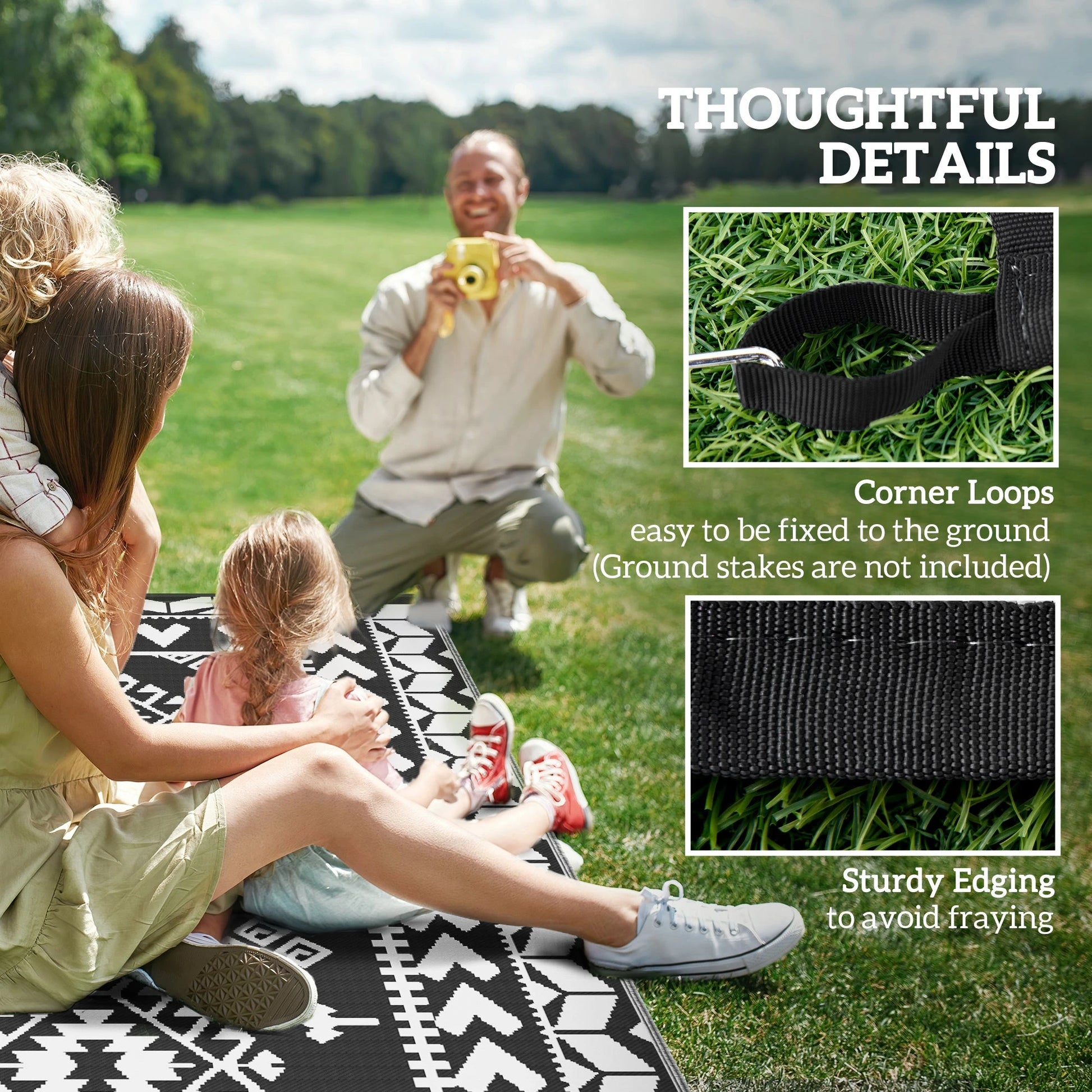 Outsunny Reversible Rhombus Outdoor Patio Rug