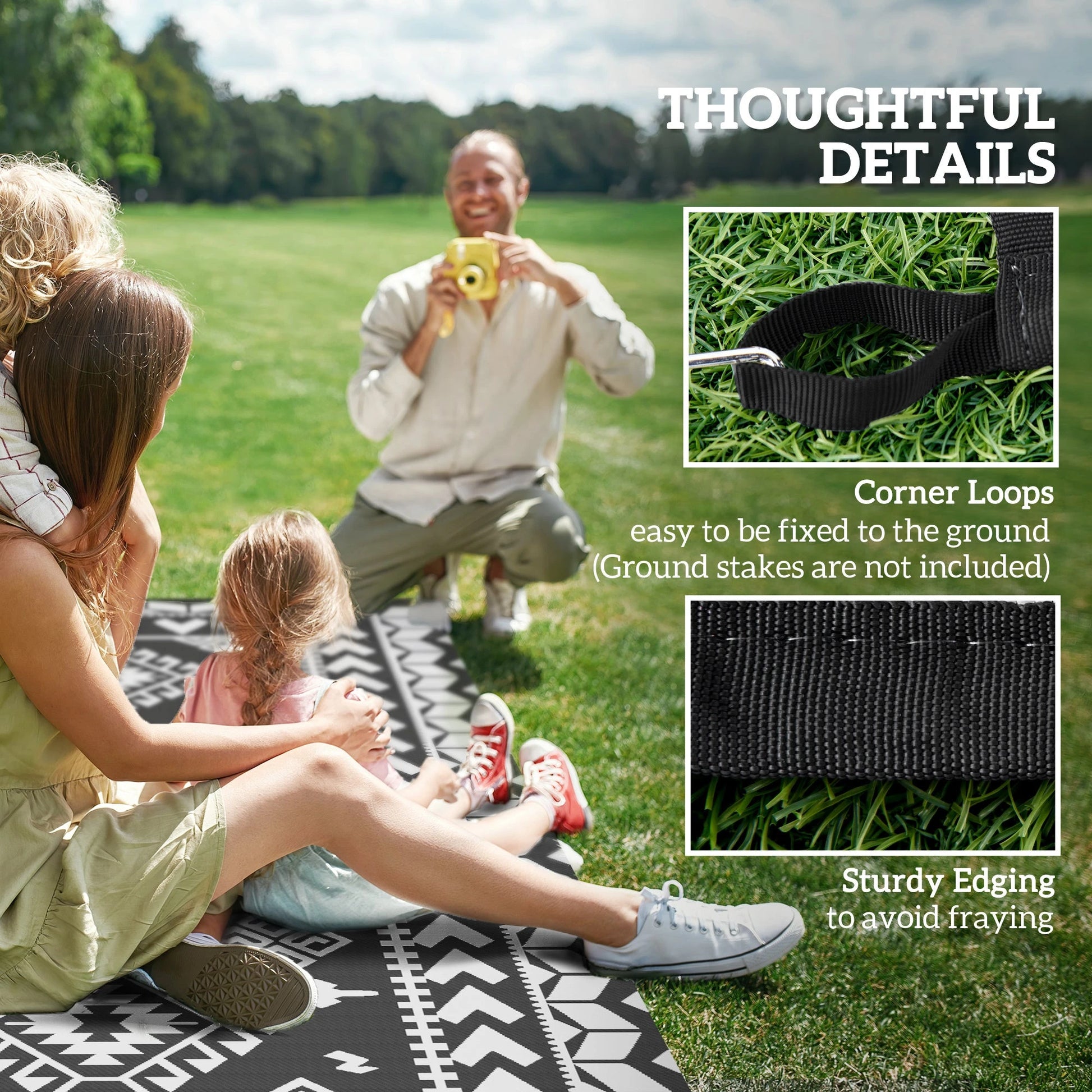Outsunny Reversible Rhombus Outdoor Patio Rug