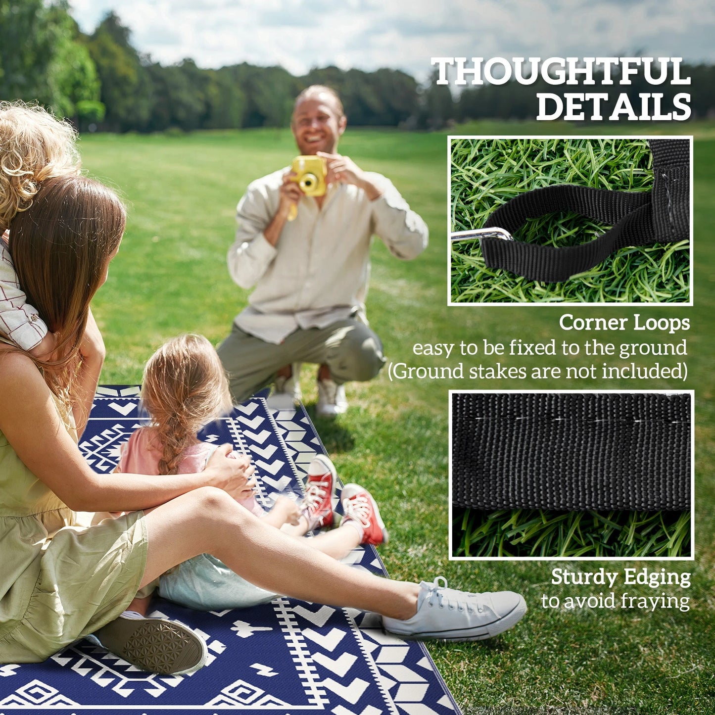 Outsunny Reversible Rhombus Outdoor Patio Rug