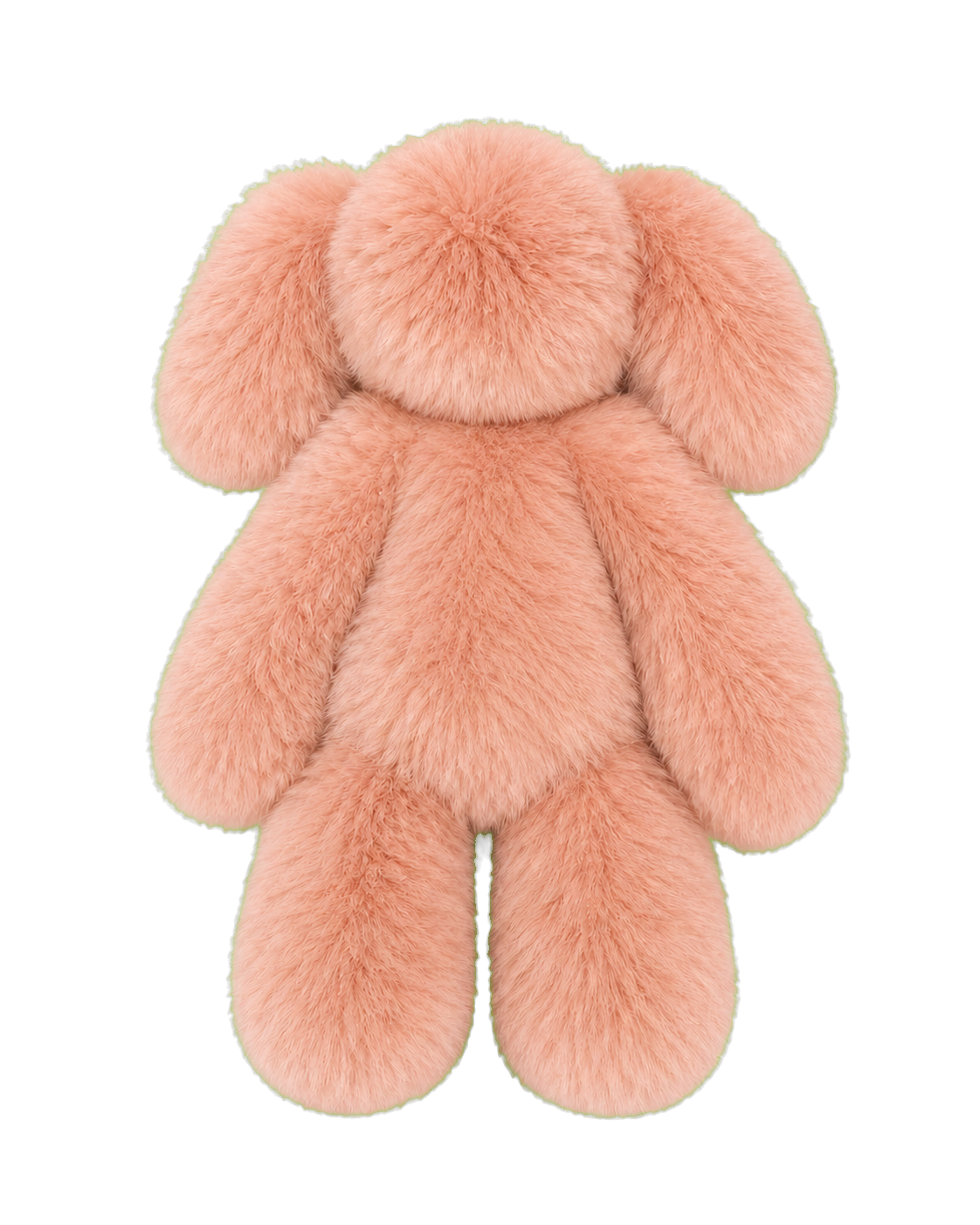 Blush Pink oversized genuine rabbit fur bunny decor with no neck tie on transparent background