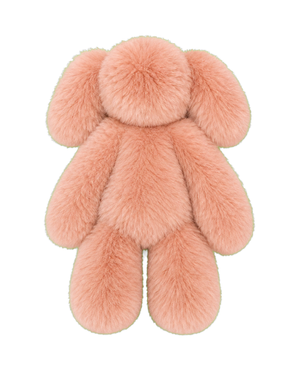Blush Pink oversized genuine rabbit fur bunny decor with no neck tie on transparent background