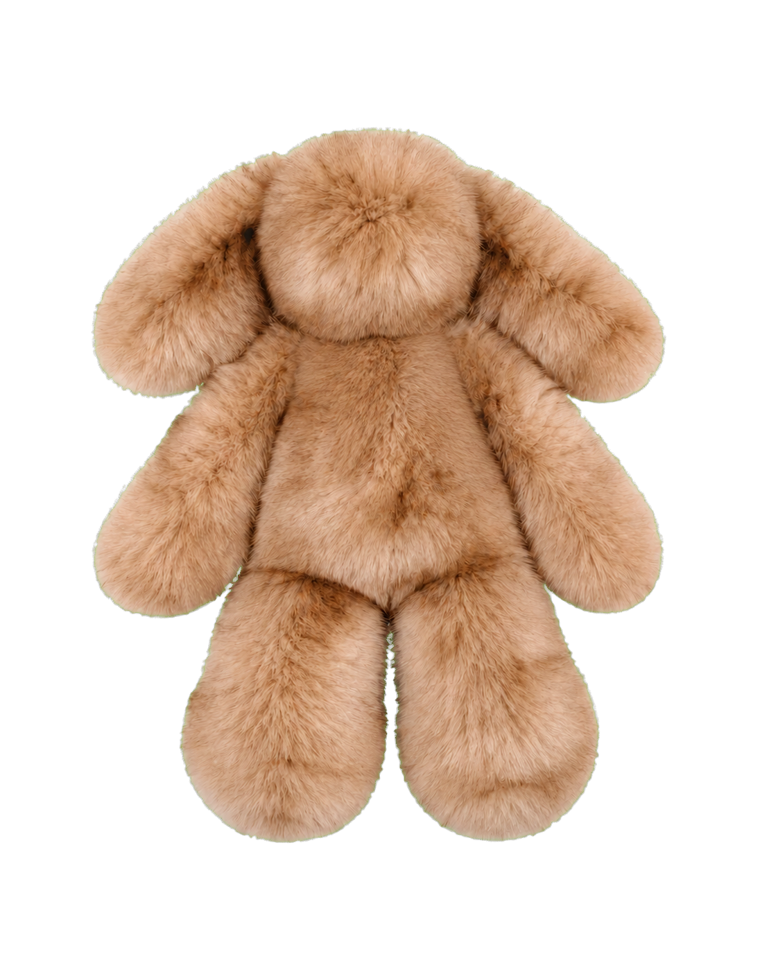 Camel Taupe oversized genuine rabbit fur bunny decor with no neck tie on transparent background