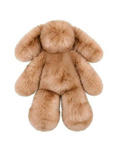 Camel Taupe oversized genuine rabbit fur bunny decor with no neck tie on transparent background