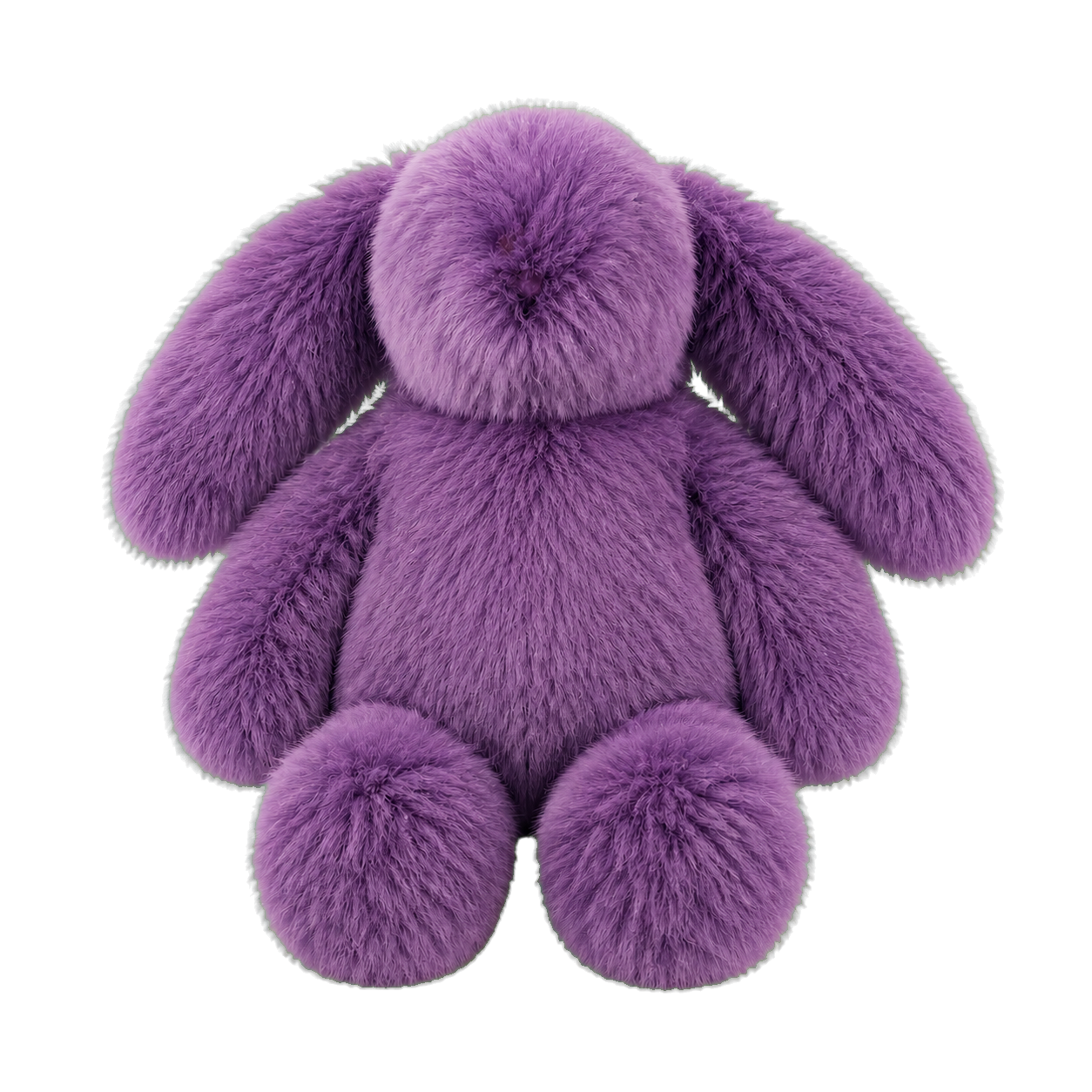 Heather Purple oversized genuine rabbit fur bunny decor with no neck tie on transparent background
