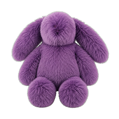 Heather Purple oversized genuine rabbit fur bunny decor with no neck tie on transparent background