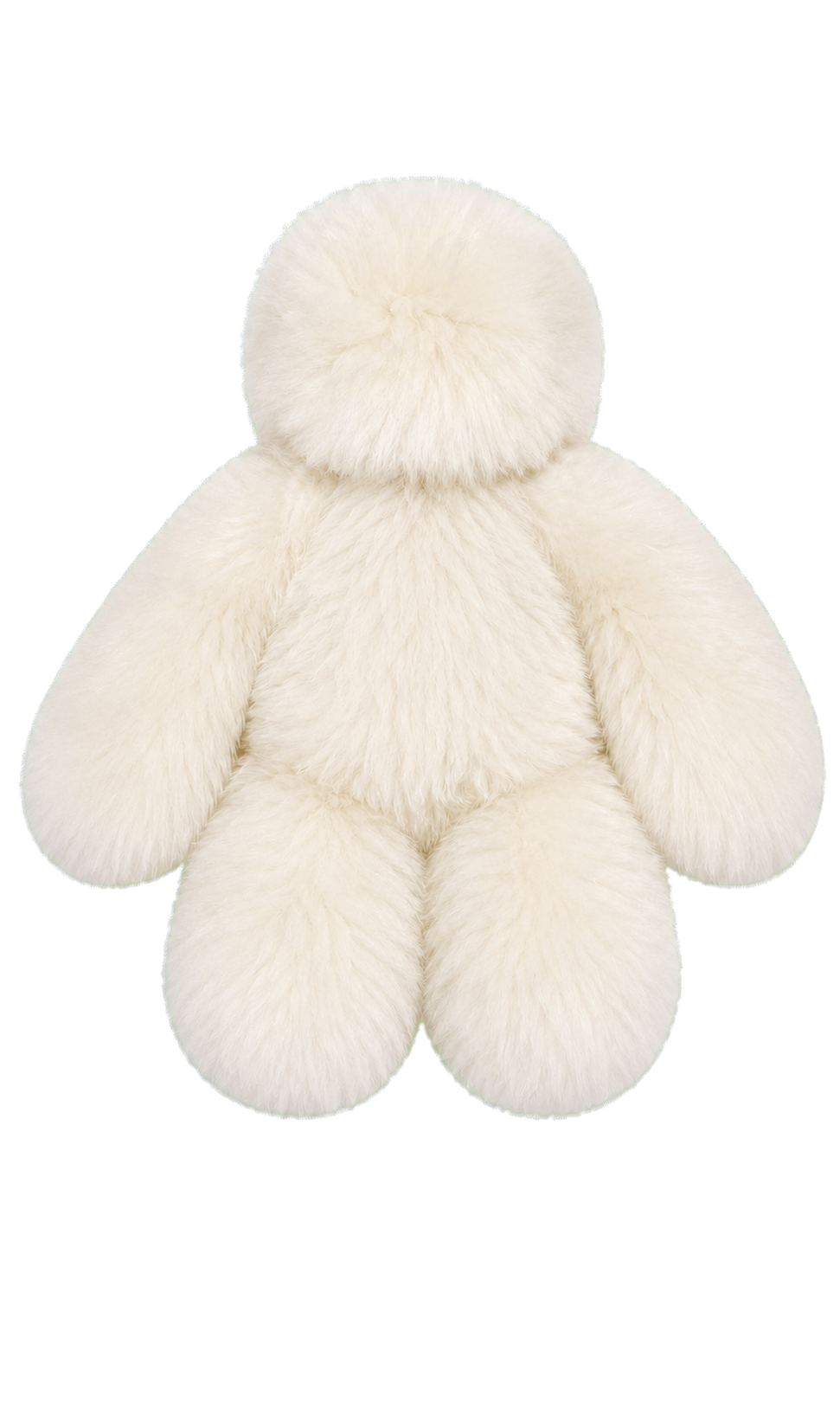 Ivory White oversized genuine rabbit fur bunny decor with no neck tie on transparent background