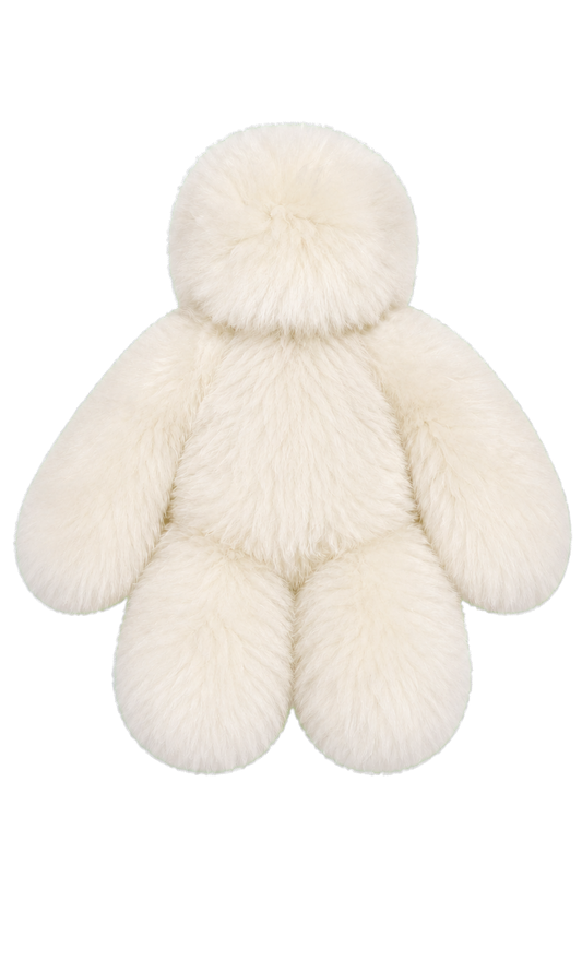 Ivory White oversized genuine rabbit fur bunny decor with no neck tie on transparent background