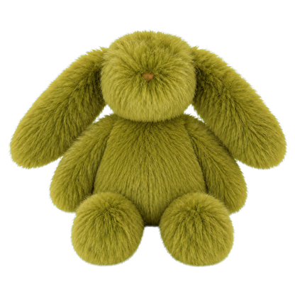 Olive Green oversized genuine rabbit fur bunny decor with no neck tie on transparent background
