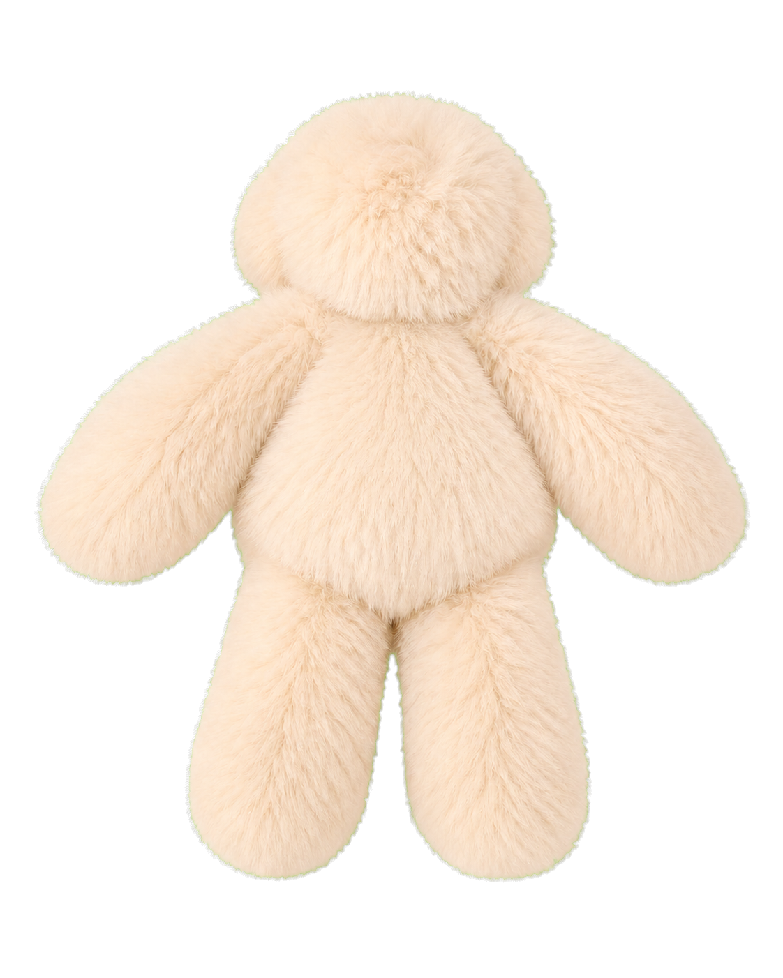 Warm Cream oversized genuine rabbit fur bunny decor with no neck tie on transparent background