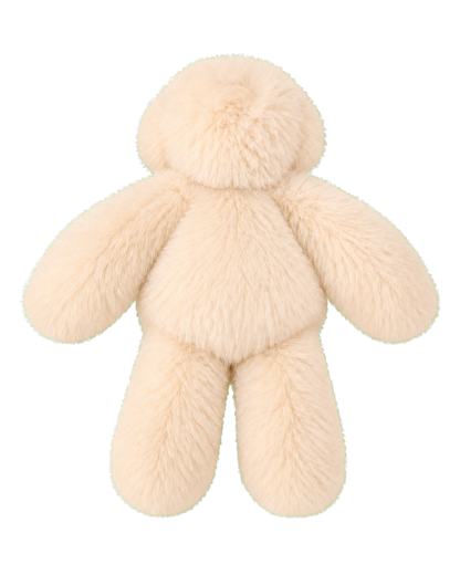 Warm Cream oversized genuine rabbit fur bunny decor with no neck tie on transparent background