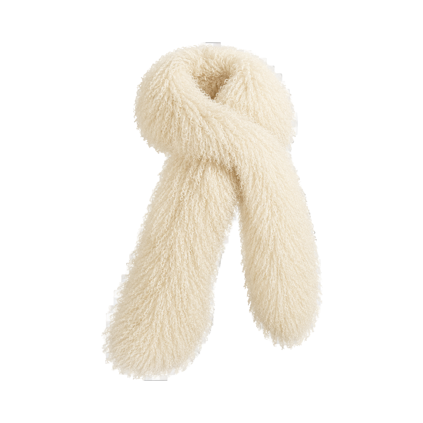 Capricornus Living Khaki genuine curly lamb fur long scarf on transparent background