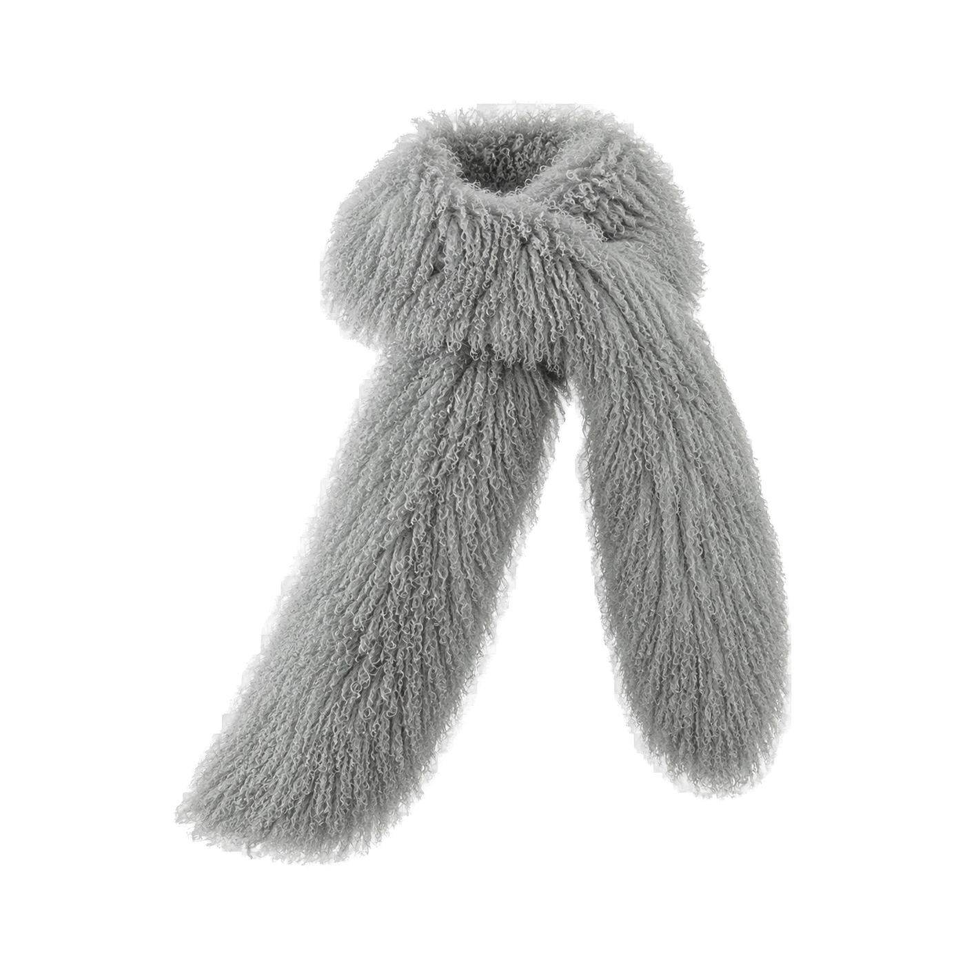 Capricornus Living Silver Gray genuine curly lamb fur long scarf on transparent background