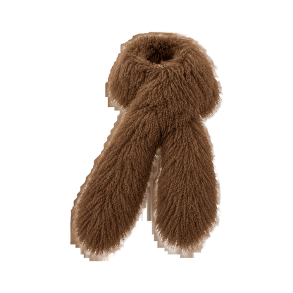 Capricornus Living Caramel genuine curly lamb fur long scarf on transparent background